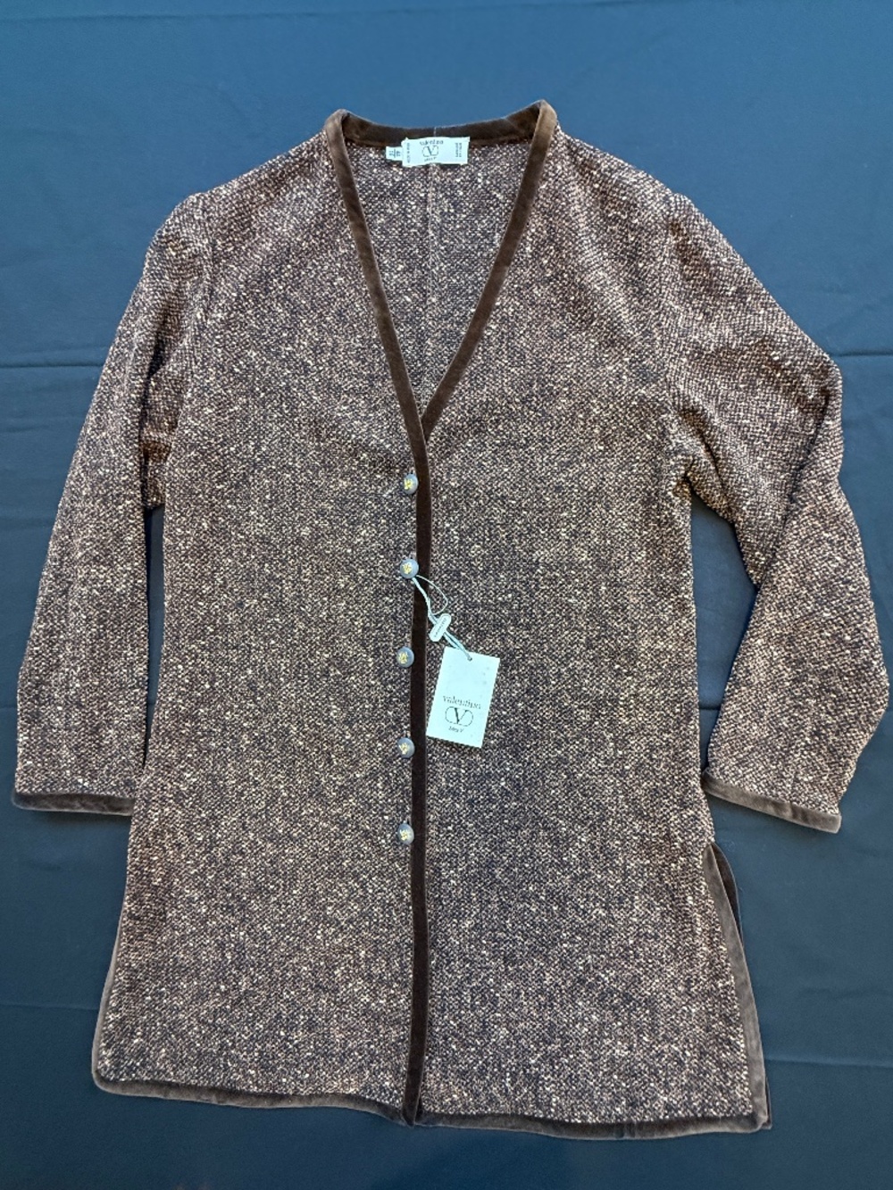 Valentino Miss V vintage brown knit overcoat